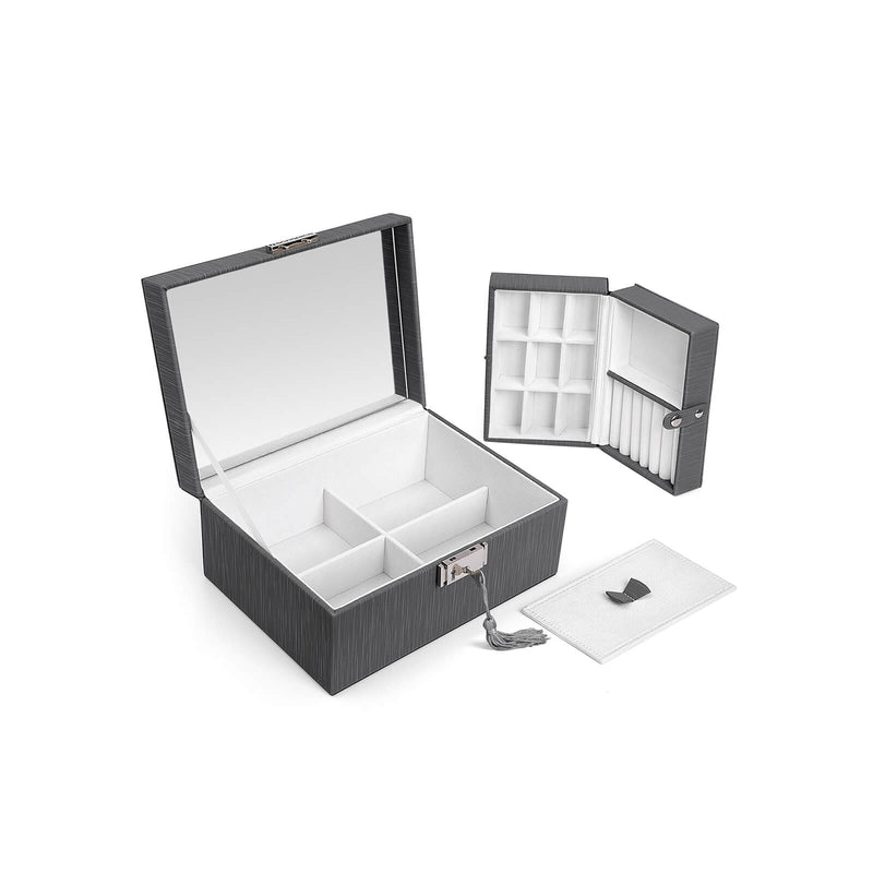 Songmics Jewellery Box With Mirror Grey