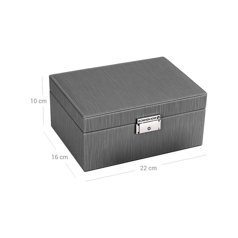Songmics Jewellery Box With Mirror Grey