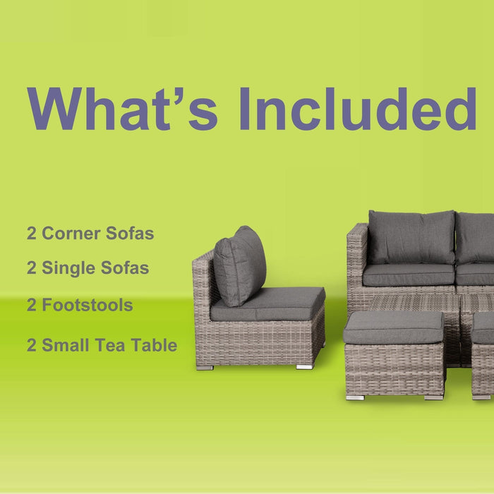 6 Seater Rattan Sofa Set - Space-Saving Sofa, Chairs & Table