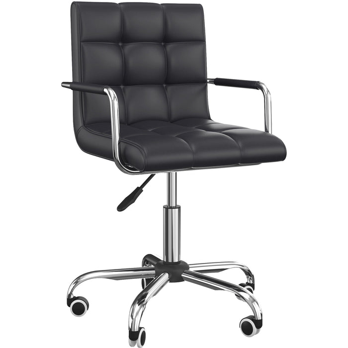 PU Leather Swivel Desk Chair Black