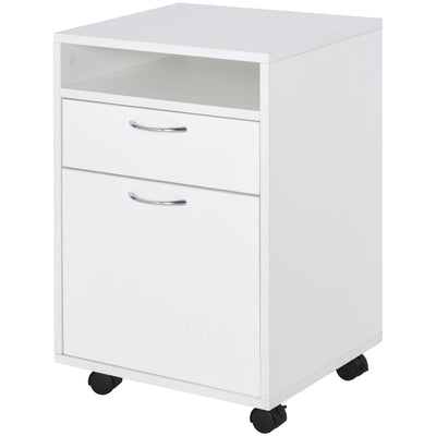 White 60cm Storage Cabinet on Wheels Homcom