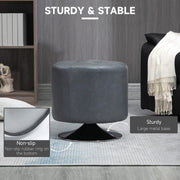 HOMCOM 360° Swivel Foot Stool Round PU Ottoman with Thick Sponge Padding and Solid Steel Base, Grey Homcom