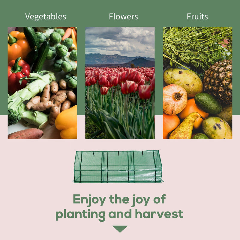 Small Greenhouse Polytunnel, Steel Frame, 270x90x90cm