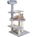 Grey Cat Tree, Sisal Scratch Scratching Post Pawhut