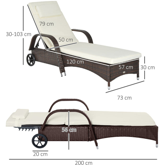 Rattan Sun Lounger With Wheels