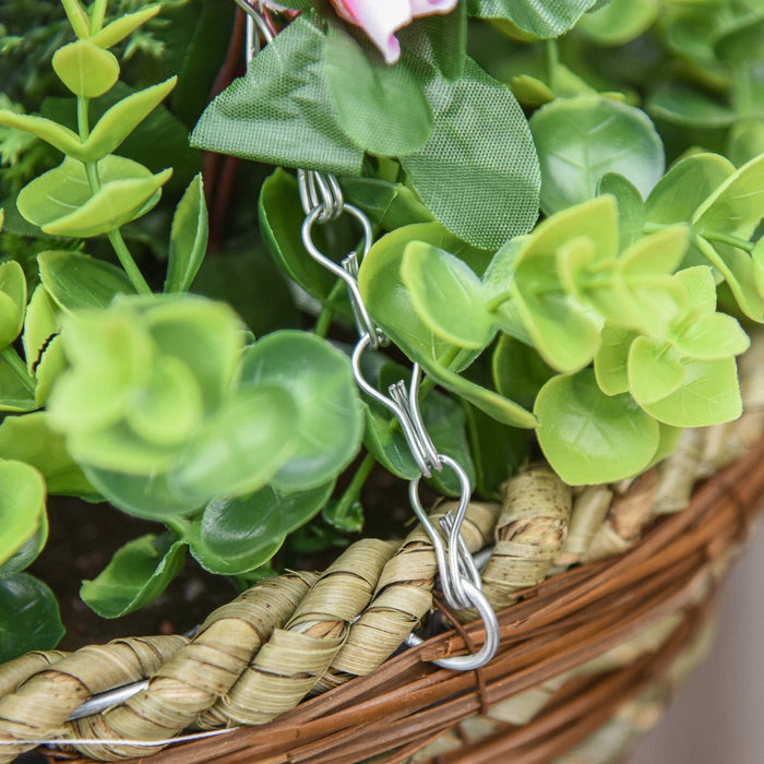 2 Artificial Lisianthus, Hanging Planter, Indoor/Outdoor