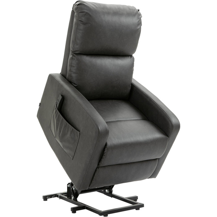 Rising Recliner Chair for Elderly, Charcoal Grey Leather