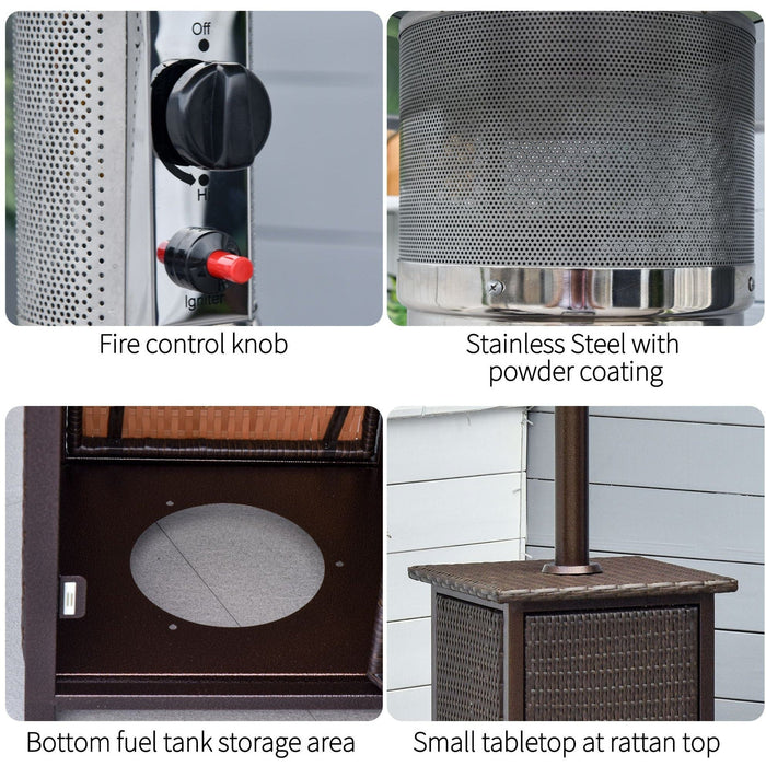 12KW Freestanding Gas Patio Heater - Rattan Table Top