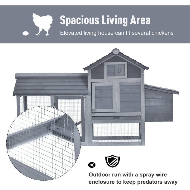 Chicken Coop and Run, For 2 Chickens, 150.5x54x87cm