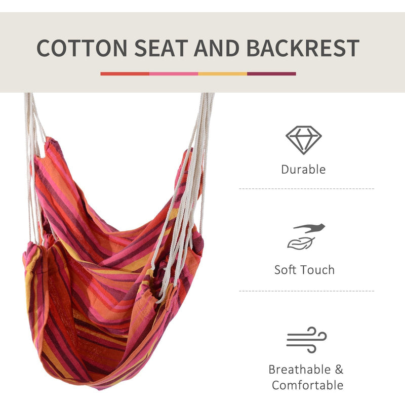 Rope Chair Hammock, Garden Patio Swing, Wooden, Cotton