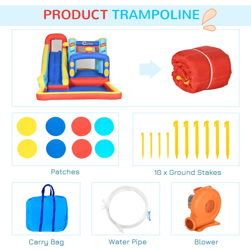 4 in 1 Bouncy Castle w/ Slide, Multicoloured Outsunny