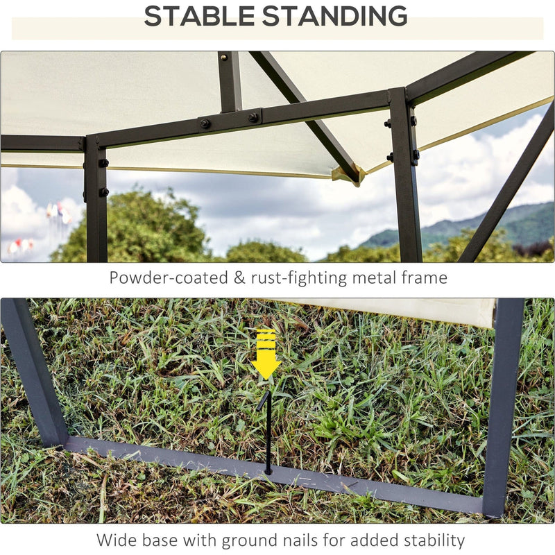 3x3 Metal Gazebo, Steel Frame, Cream Canopy, Water Resistant