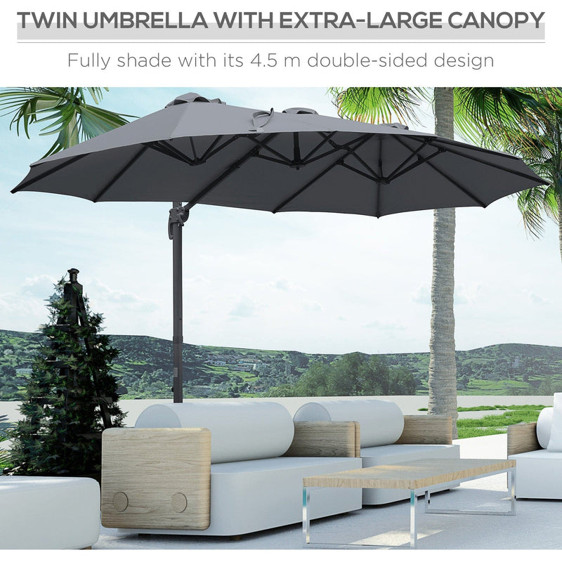 4.5m Roma Double Sided Cantilever Parasol With Cross Base