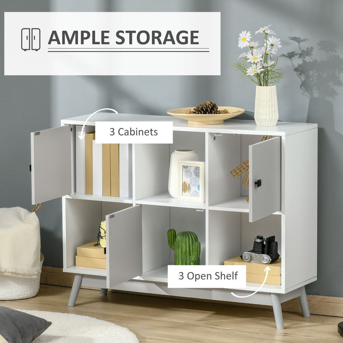 Six Cube Storage Unit, Freestanding Bookcase, W96xD30xH75 cm