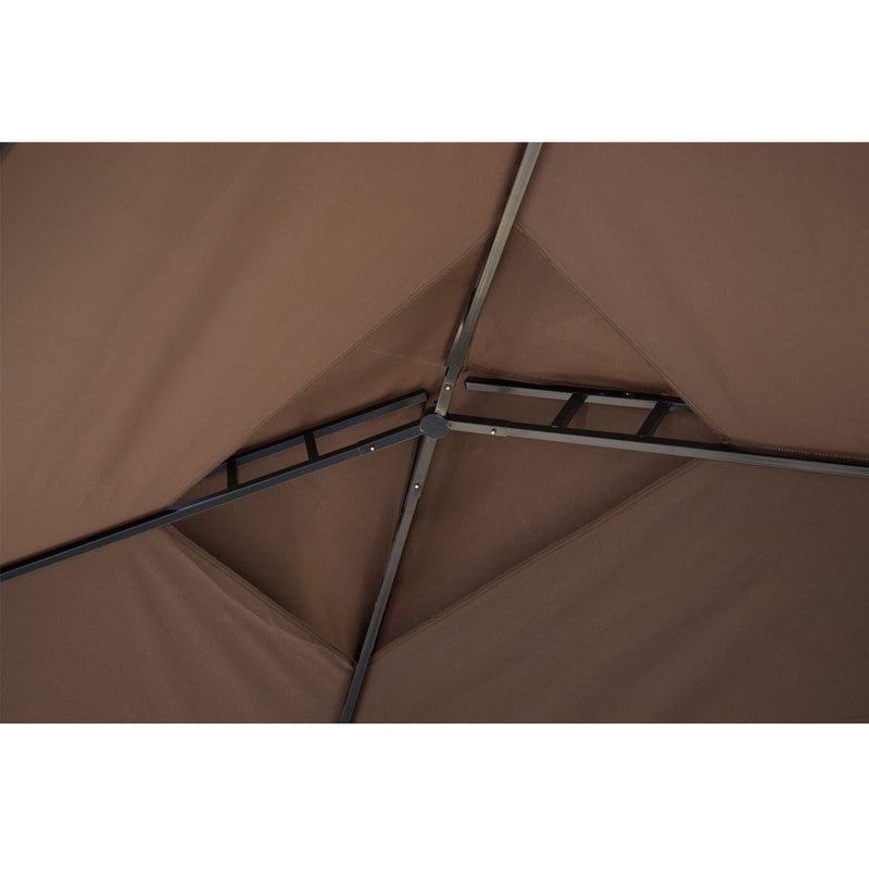 BBQ Gazebo Grill Canopy, 8ft Double-Tier, Coffee