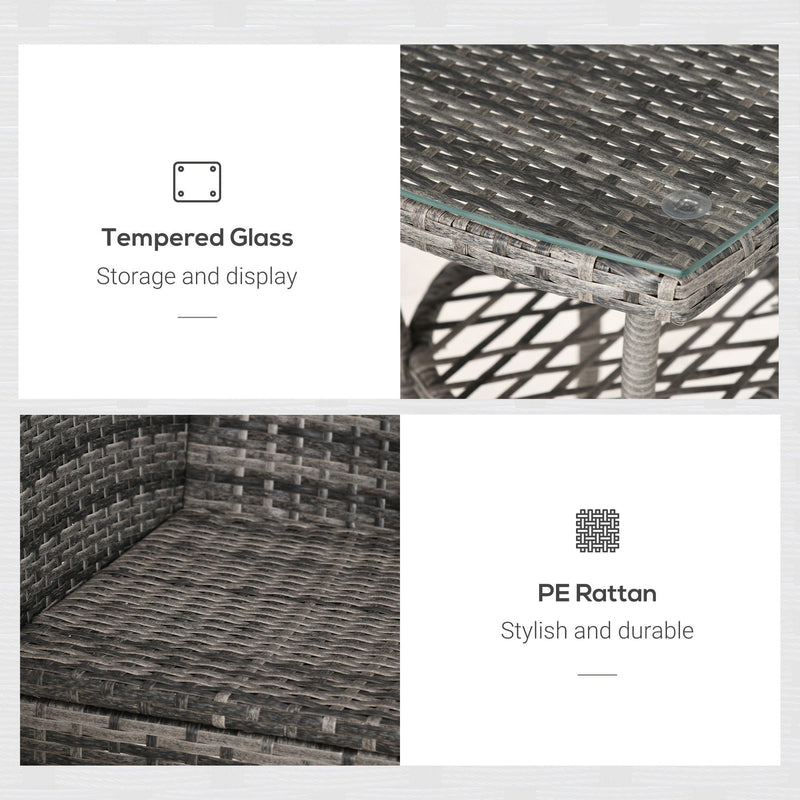 3 Piece Rattan Bistro Set with Companion Chair & Table