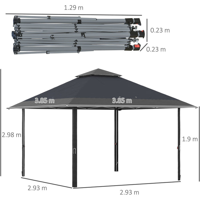 4x4 Pop Up Gazebo, Double Roof, Water & UV Resistant