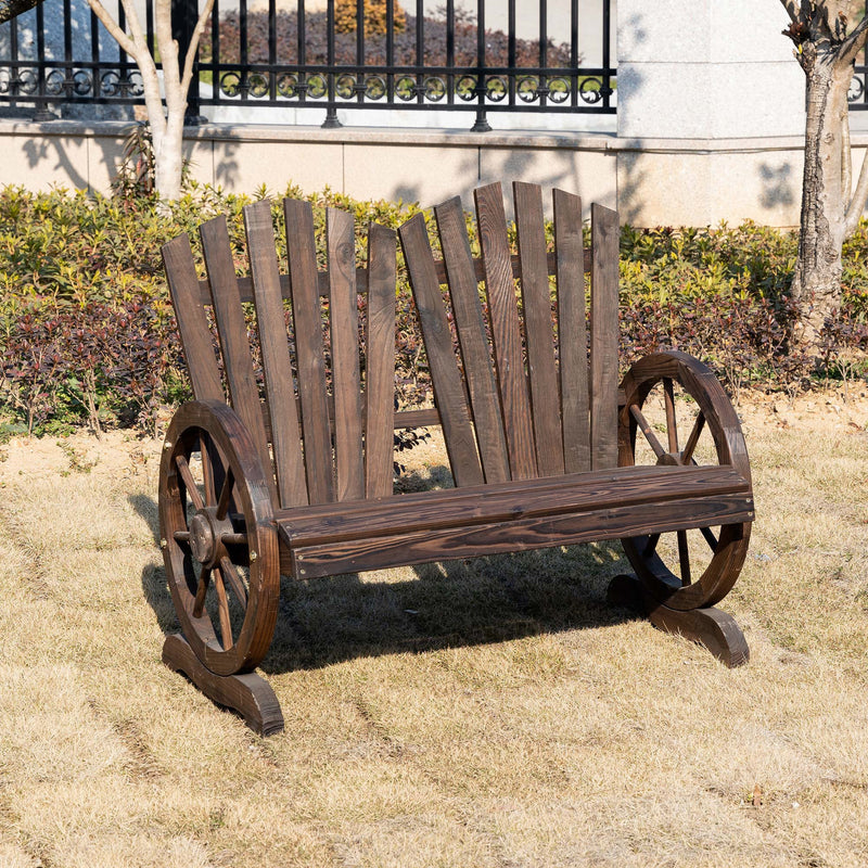 Wagon Wheel Outdoor Bench Outsunny