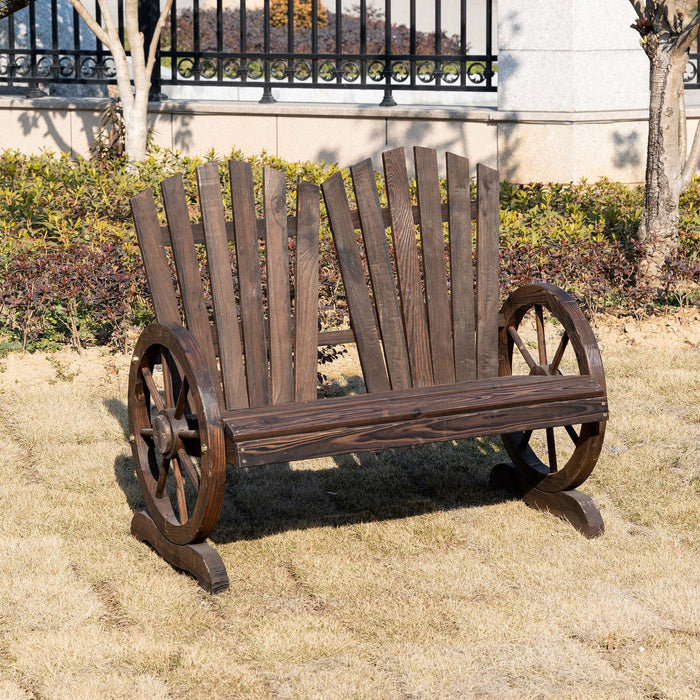 Wagon Wheel Outdoor Bench