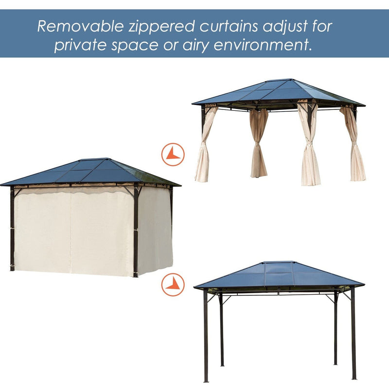 Metal Frame Gazebo, Polycarbonate Roof, 3.6x3m, Brown
