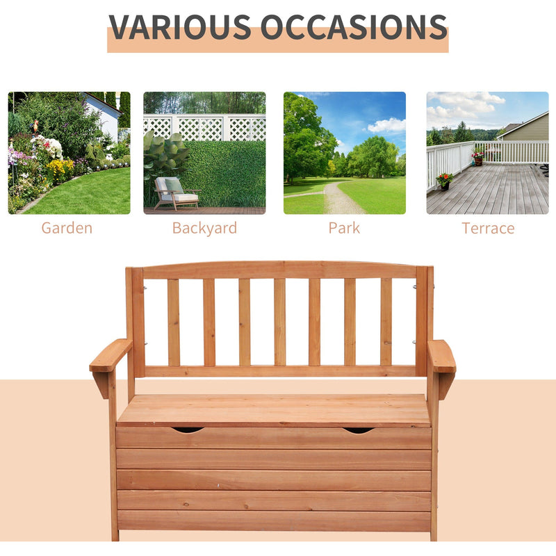 Outsunny Outdoor Garden Storage Bench Patio Box All Weather Deck Fir Wood Solid Seating Outsunny