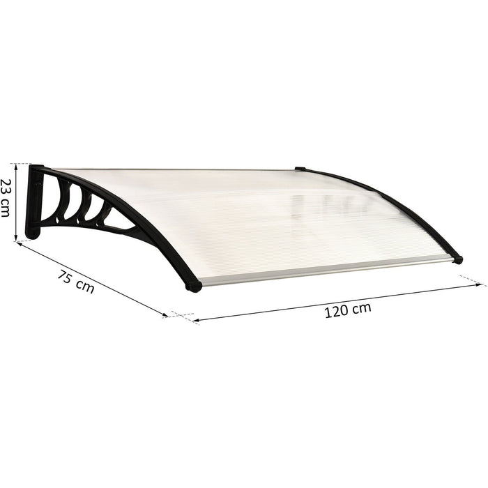 Polycarbonate Porch Door Canopy, Aluminium, 120 x 75cm