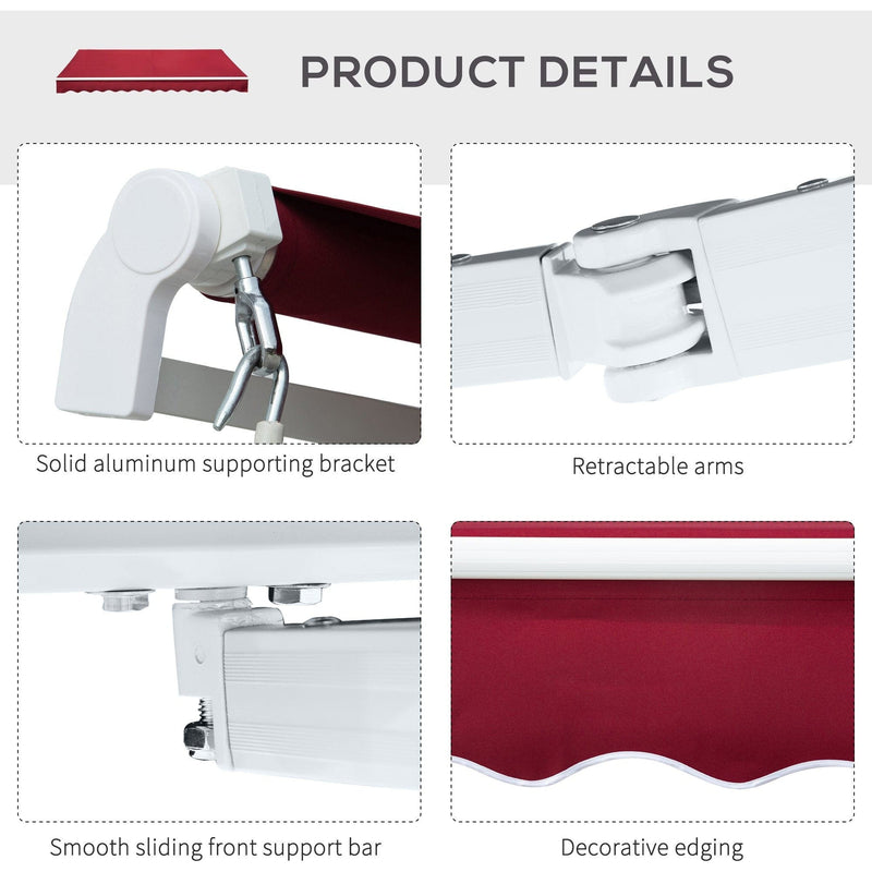 Awning Canopy Retractable, Manual Operation, 4x2.5m