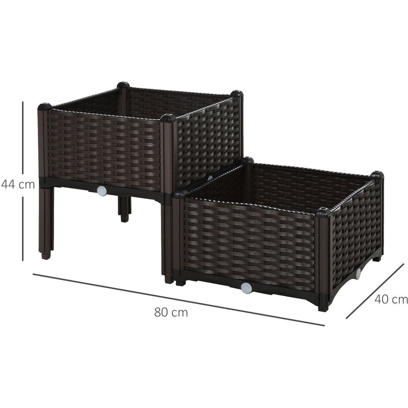 2 Rattan Planters Outdoors, 40x40x44 cm
