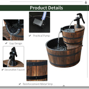 Wooden Water Pump Fountain, Cascading Garden Feature Outsunny