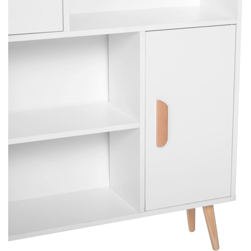 Sideboard Bookshelf, 2 Cupboards, 4 Shelves, 80x23x123cm