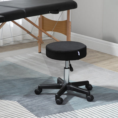 Black Salon Stool with Hydraulic Adjustable Height Homcom