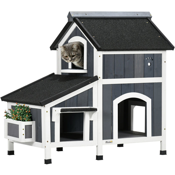 PawHut Outdoor Cat House, Grey