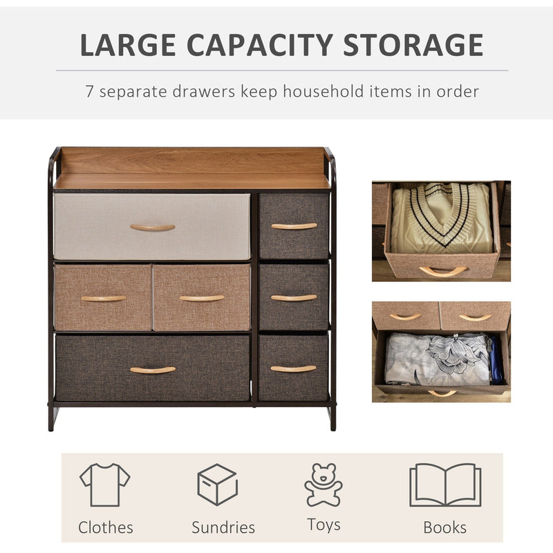 7-Drawer Fabric Dresser, Mixed Brown/Beige