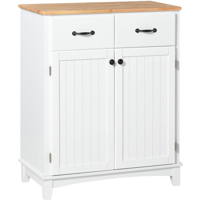 Modern Kitchen Cupboard, 2 Drawers, White