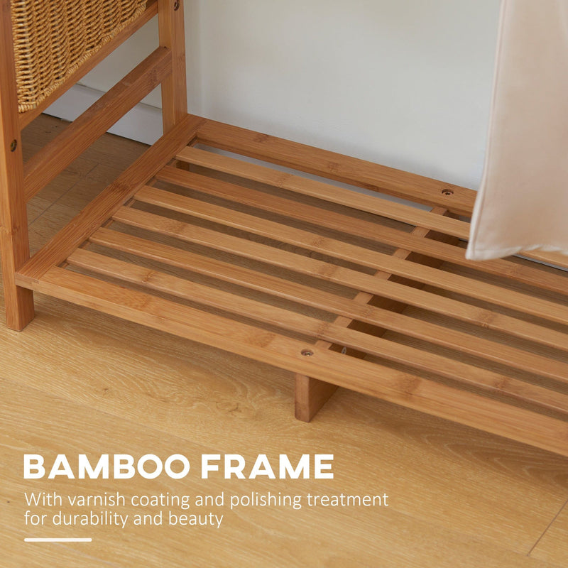 6-Tier Bamboo Clothes Rack with Hanging Rod