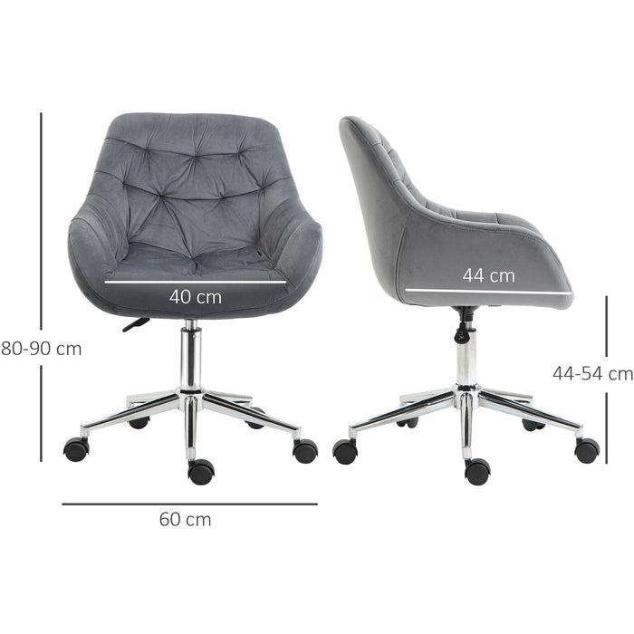 Dark Grey Velvet Ergonomic Office Chair