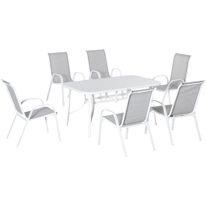 6 Seater Garden Table & Chairs Set, Grey