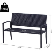 Outsunny Rattan Chair 2-Seater Loveseat-Black Outsunny