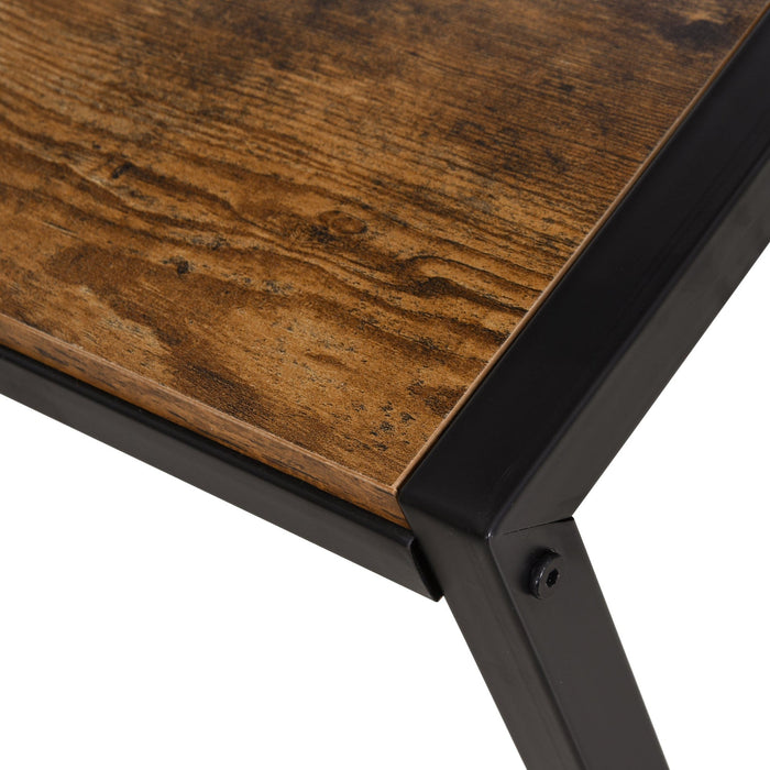 Industrial L Shaped Desk with Shelf, Brown Black