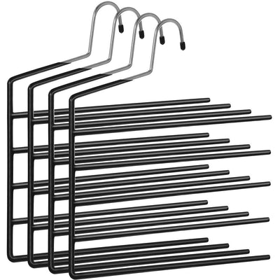 4-Pack Non-Slip Trouser Hangers, Black Songmics