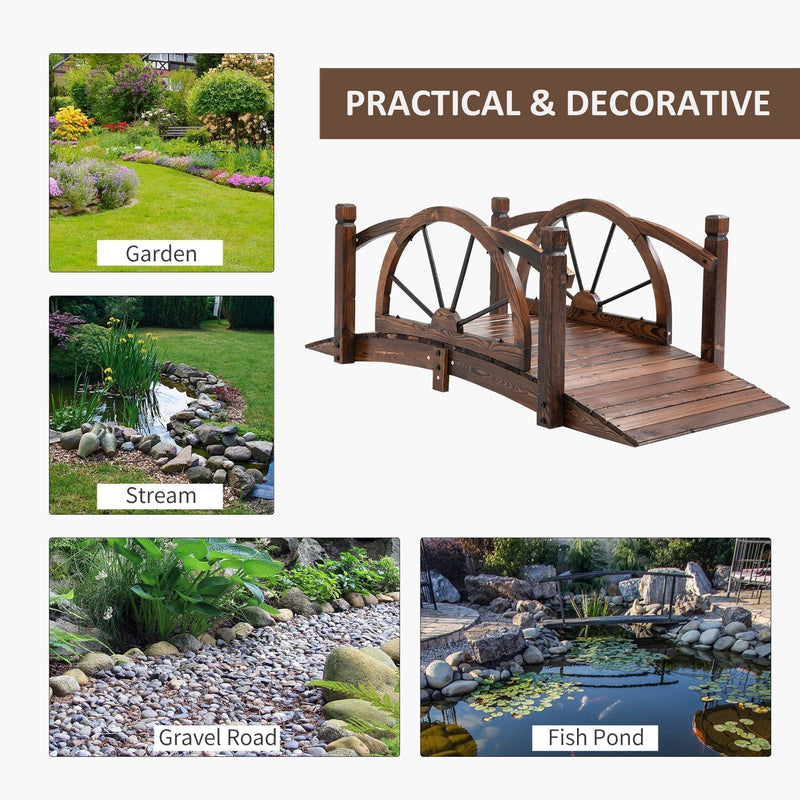 Wooden Garden Bridge, Decorative, Outdoor Lawn Pond Walkway Outsunny