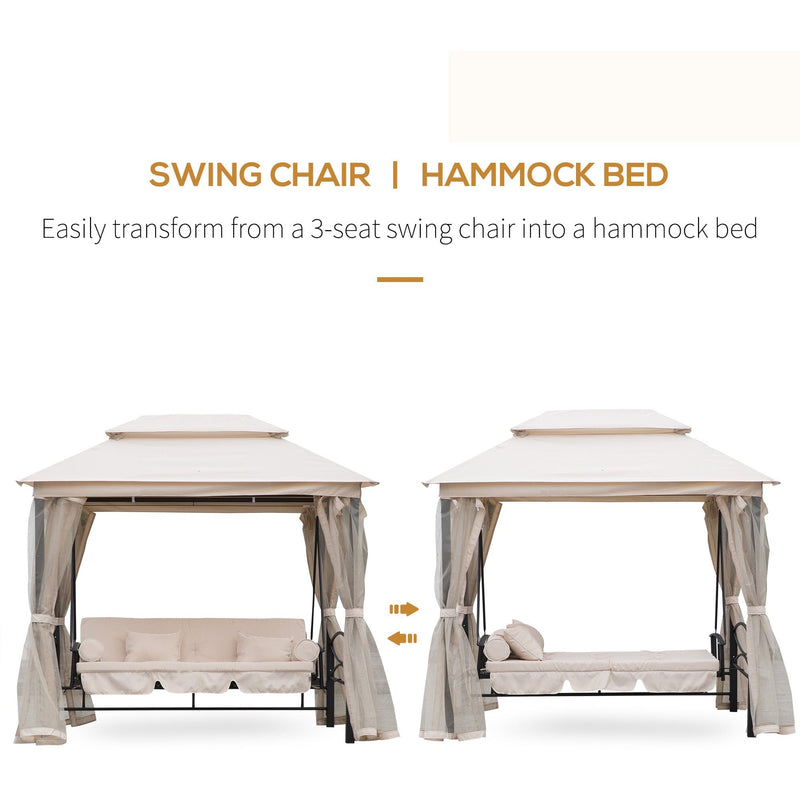 Outdoor 2-in-1 Convertible Garden Swing Chair Bed Outsunny