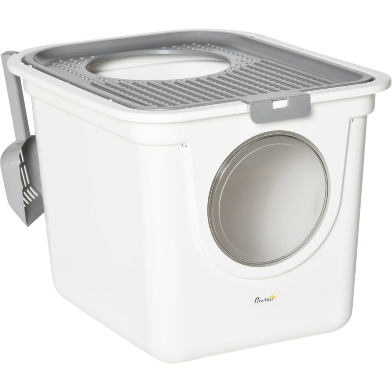 Enclosed Cat Litter Box w/ Front Entry, Top Exit, Scoop