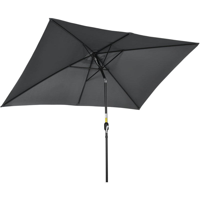 3x2m Stylish Patio Parasol Rectangular - Black Outsunny