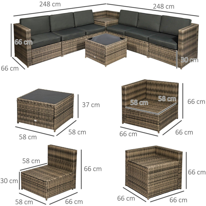 6 Seater Garden Patio Set with Coffee Table