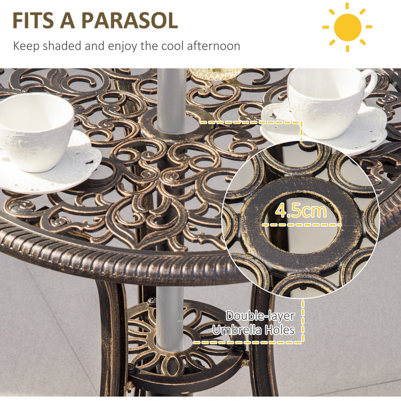 3pc Cast Aluminium Bistro Set, Bronze