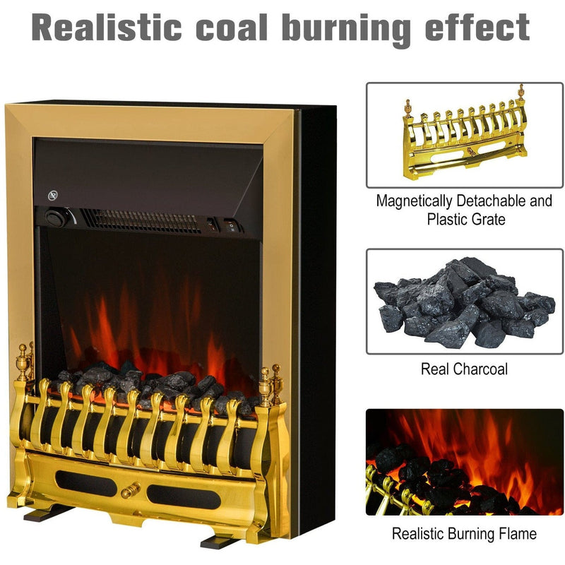 Electric Fireplace With Golden LED Flame