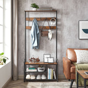 VASAGLE Industrial Coat Rack with Shoe Bench - for clutter free hallways
