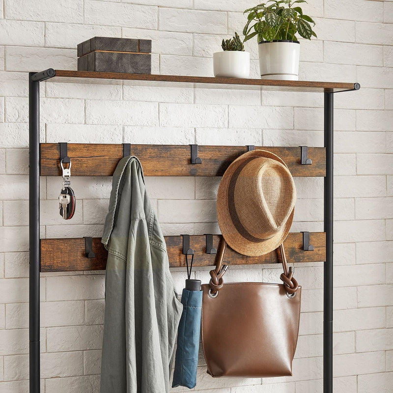 VASAGLE Industrial Coat Rack with Shoe Bench - for clutter free hallways