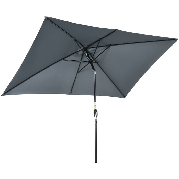 3x2m Stylish Garden Parasol Rectangular - Dark Grey